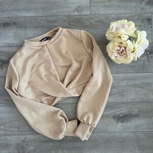 MISSGUIDED TOPS | TAN CROPPED SWEATER‎ | SZ 6